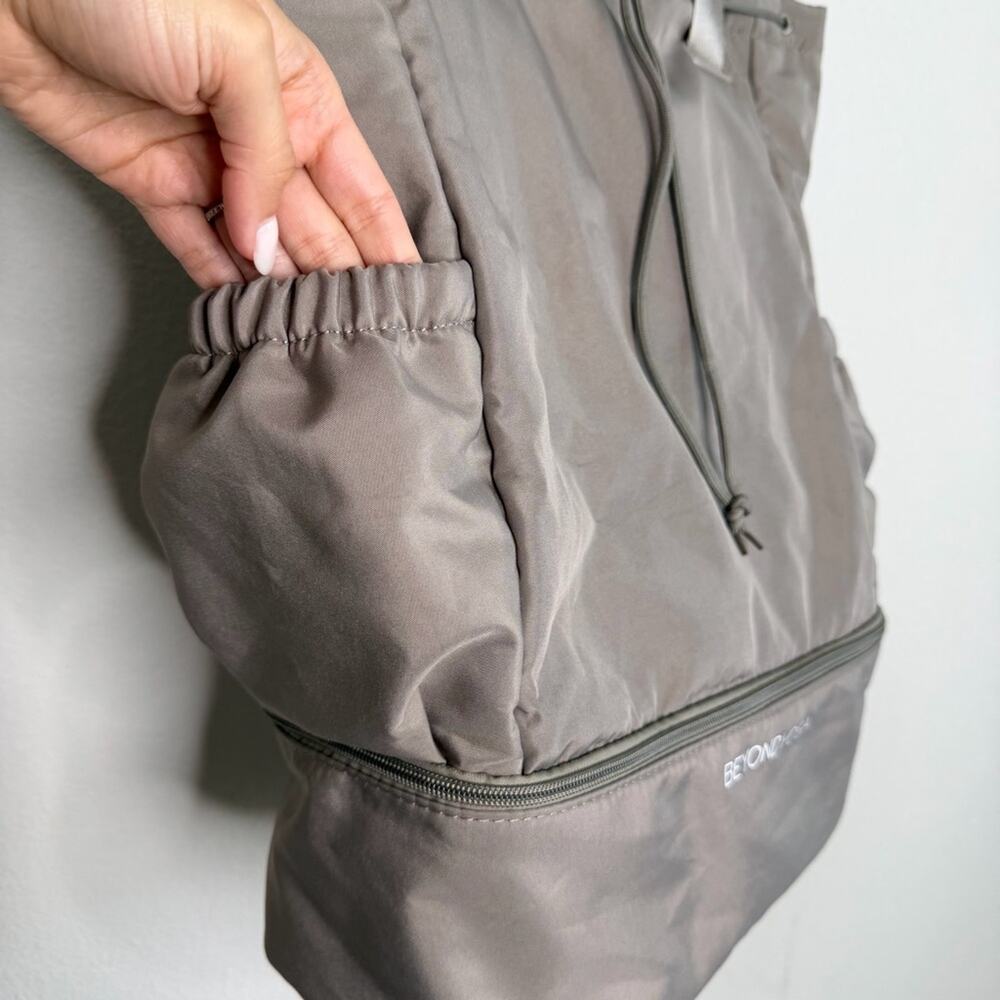 Beyond Yoga Taupe Drawstring Top Backpack with Lower Zip Compartment - Picture 7 of 9